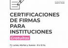 Certificación gratuita de firmas y autenticidad de documentos para Instituciones