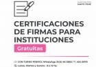 Certificación gratuita de firmas y autenticidad de documentos para Instituciones