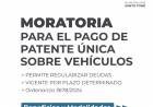 Continúa vigente la moratoria para el pago de Patente Única sobre Vehículos