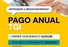 La Municipalidad recuerda la posibilidad de optar por el pago anual de la Tasa General de Inmuebles