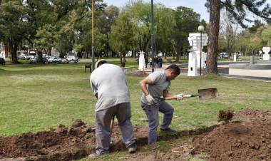 Parque Garay: la Municipalidad coloca 30 nuevas columnas de iluminación