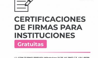 Certificación gratuita de firmas y autenticidad de documentos para Instituciones