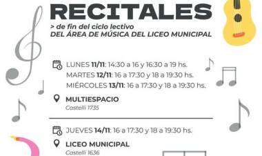 El área de Música del Liceo Municipal brindará recitales como cierre del ciclo lectivo