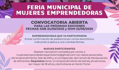 Convocatoria abierta para la Feria Municipal de Mujeres Emprendedoras
