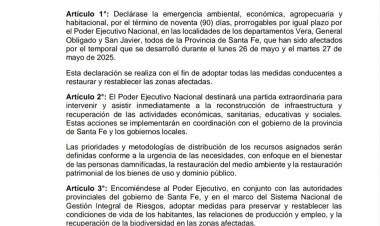 Declaración de Emergencia por el temporal en Santa Fe