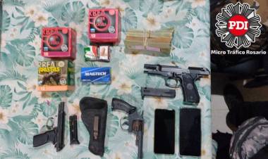 Allanamientos por microtráfico: aprehendidos y secuestro de armas, drogas y más de 8 millones de pesos en Rosario