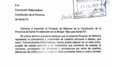 Más para Santa Fe presentó su proyecto de Reforma Constitucional