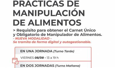 La Municipalidad abre la inscripción al curso de Manipulación de Alimentos