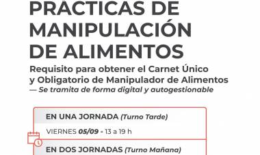 La Municipalidad abre la inscripción al curso de Manipulación de Alimentos