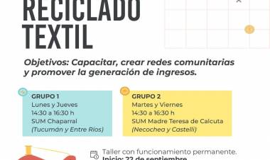 La Municipalidad invita a participar del Taller Municipal Comunitario de Costura y Reciclado Textil