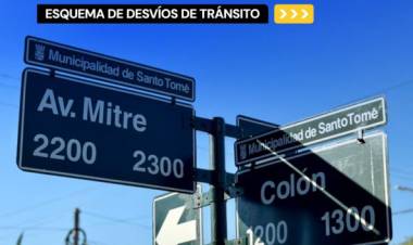 La Municipalidad informa desvíos de tránsito por obras en la cabecera Santo Tomé del nuevo puente