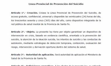 Impulsan una ley integral para la prevención del suicidio en Santa Fe