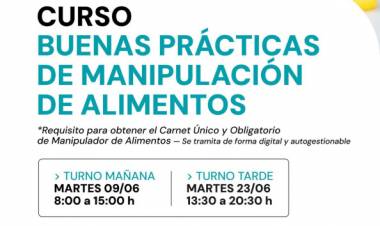 La Municipalidad informa nuevas capacitaciones para la obtención del Carnet de Manipulador de Alimentos
