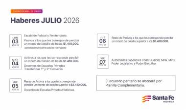 Comienza el cronograma de pago de haberes de julio para trabajadores provinciales