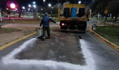 La Municipalidad renovó el pavimento en la rotonda de la Mujer de la Costanera Este