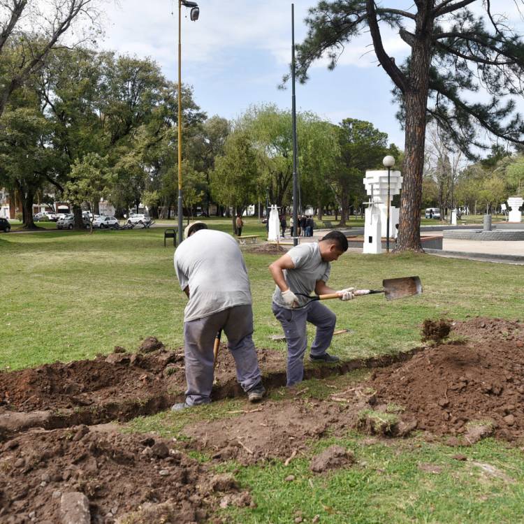 Parque Garay: la Municipalidad coloca 30 nuevas columnas de iluminación
