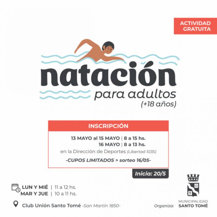 Natación para adultos en el Club Unión de Santo Tomé