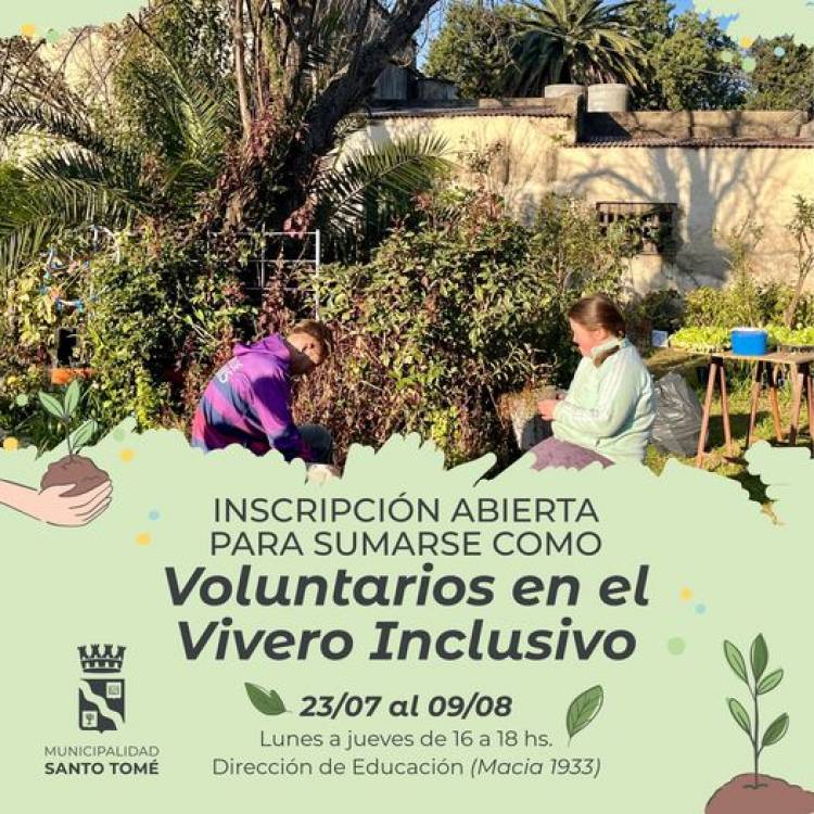 Inscripción abierta para sumarse como Voluntarios en el Vivero Inclusivo Pedagógico