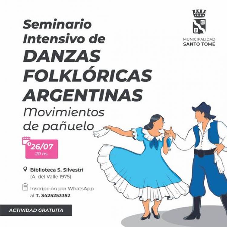 Se dictará un Seminario Intensivo de Danzas Folklóricas Argentinas: movimientos de pañuelos