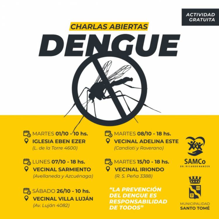 Prevención del Dengue: Charlas abiertas organizadas por la Municipalidad junto al SAMco