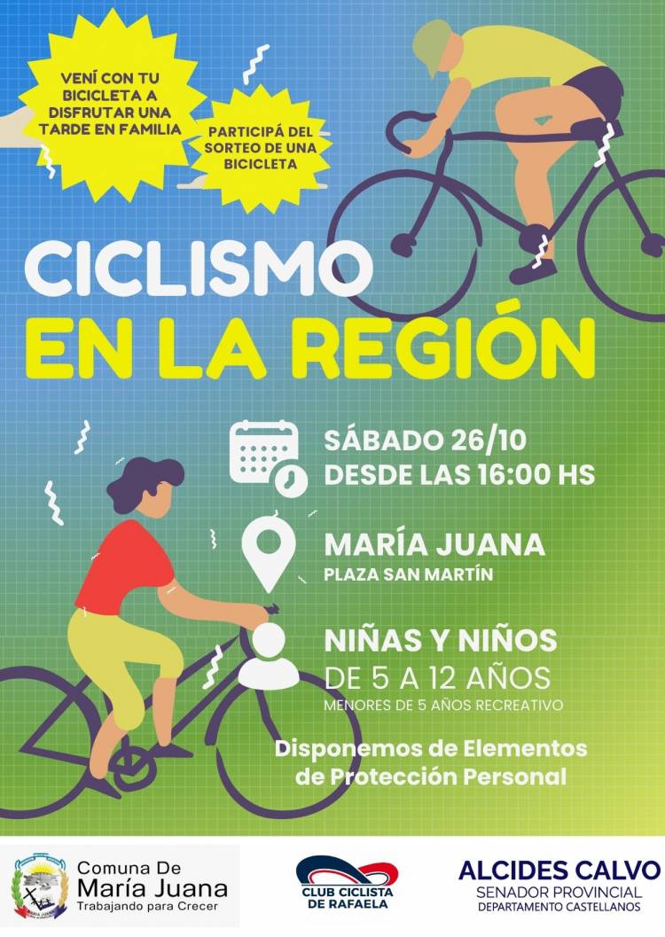 La quinta fecha de Ciclismo en la región se corre en María Juana