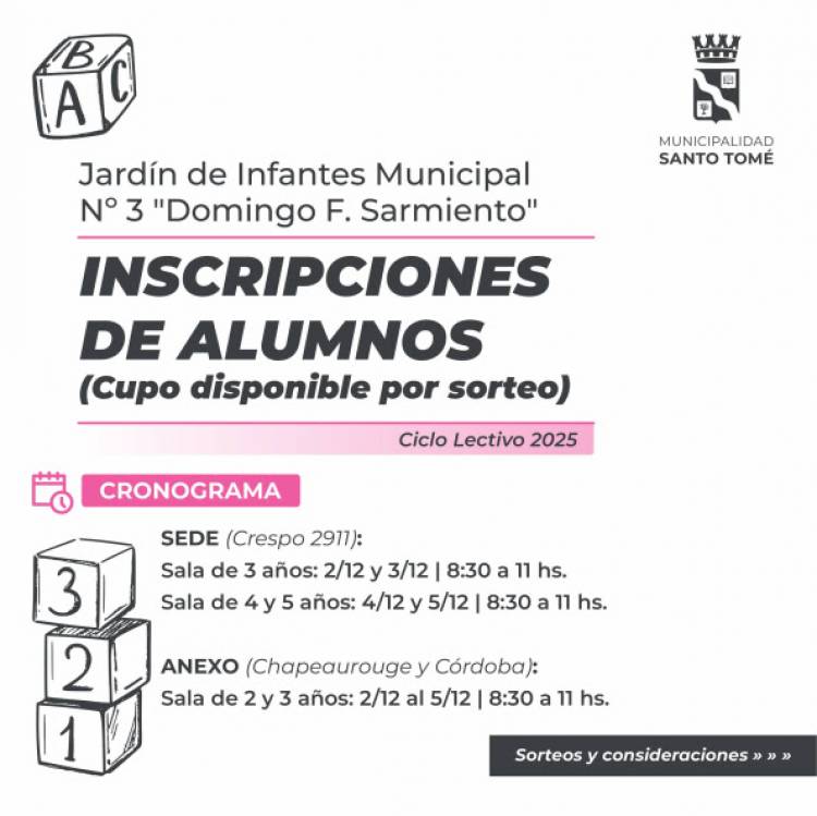 El Jardín Municipal y su anexo abren las inscripciones para el ciclo lectivo 2025