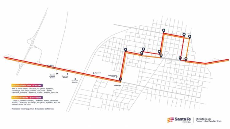 Provincia habilita la nueva de colectivos “C Azul Ruta 19” para el corredor industrial de Santo Tomé