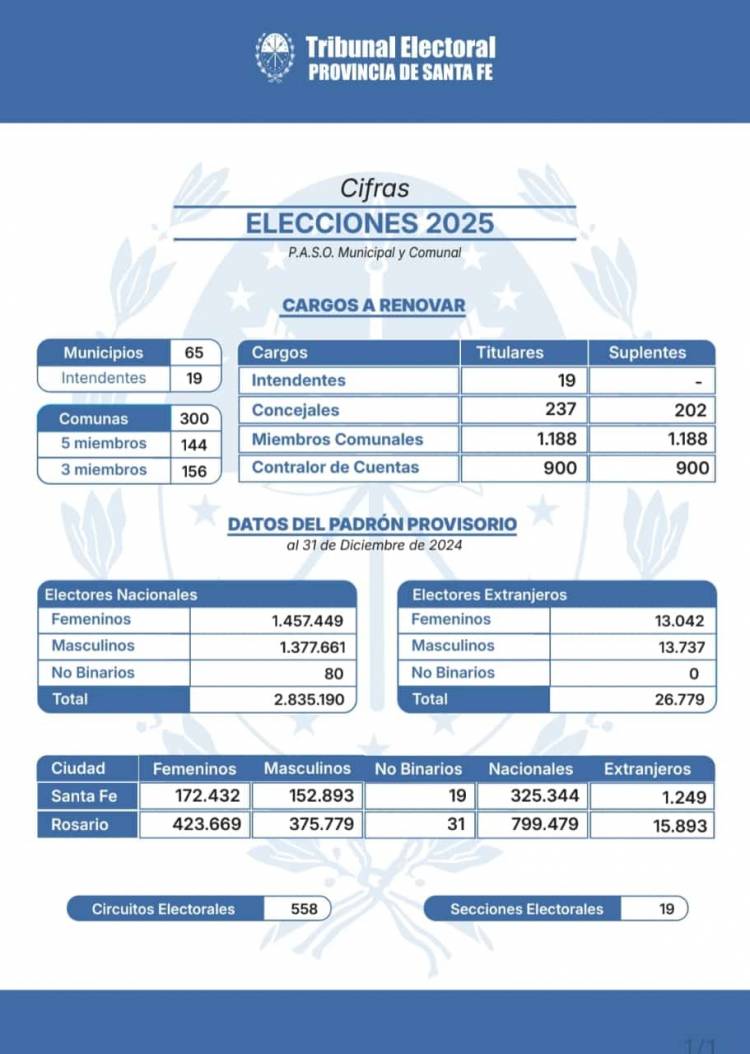 Está publicado el Padrón Provisional para las elecciones de convencionales reformadores y de autoridades locales