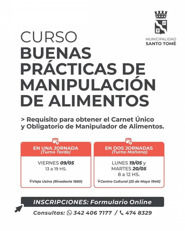 Nuevo curso de buenas prácticas de manipulación de alimentos 