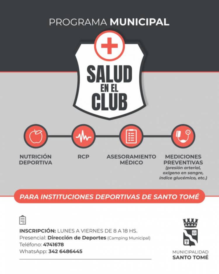 Nueva edición del programa Salud en el Club en Santo Tomé