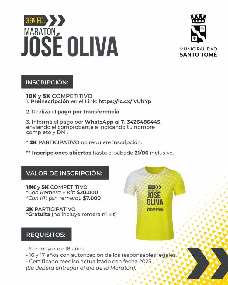 Llega una nueva edición de la #Maratón José Oliva! Inscripciones Abiertas