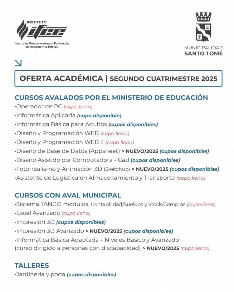 El IFEE inicia su segundo cuatrimestre con una amplia oferta de cursos disponibles
