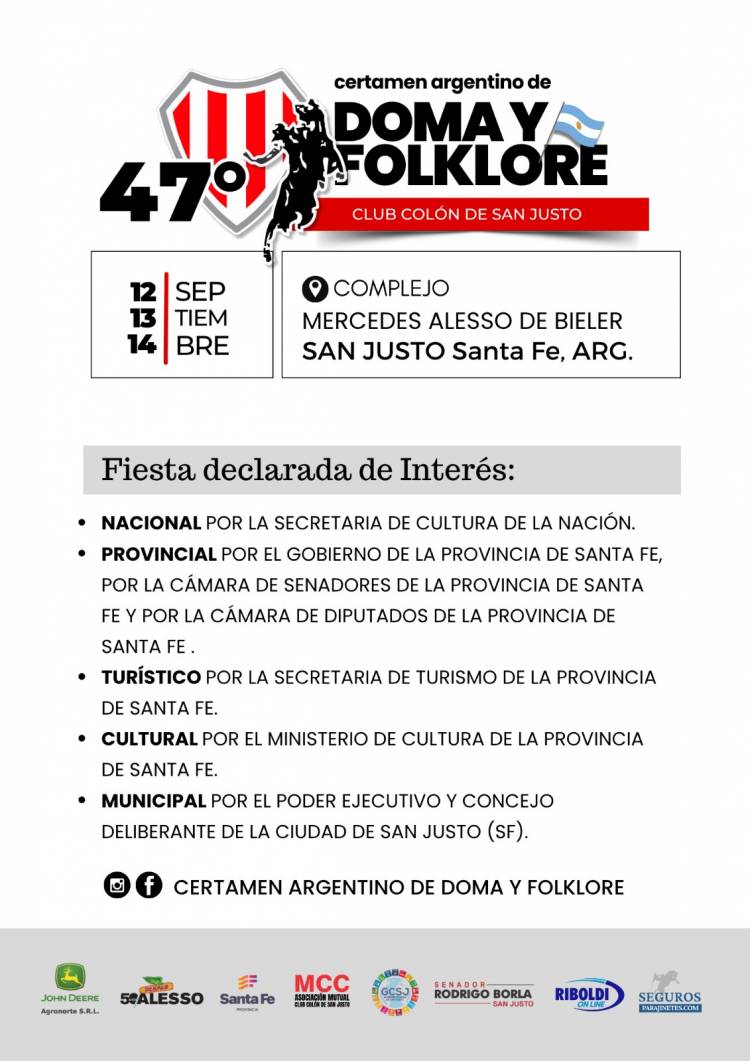 47 edición del Certamen Nacional de Doma y Folklore del club Colón de San Justo