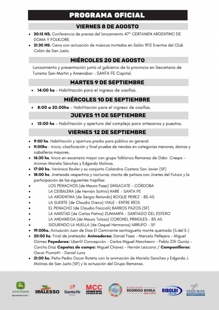 47 edición del Certamen Nacional de Doma y Folklore del club Colón de San Justo