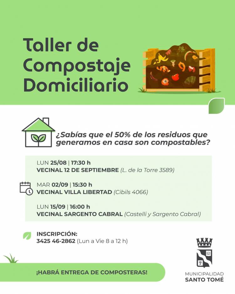 La Municipalidad invita a participar de nuevos talleres de compostaje domiciliario