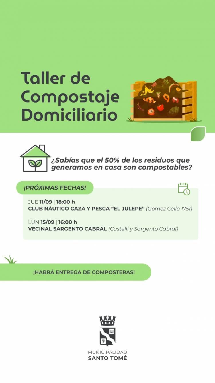 Santo Tomé invita a participar de los talleres de compostaje domiciliario