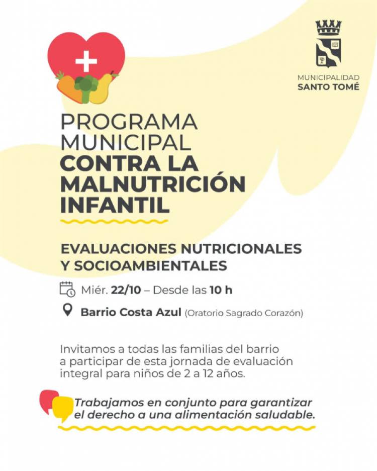 La Municipalidad de Santo Tomé avanza con el Programa Municipal contra la Malnutrición Infantil