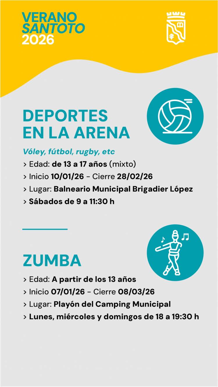La Municipalidad presenta “Verano Santoto 2026” con múltiples propuestas deportivas y recreativas
