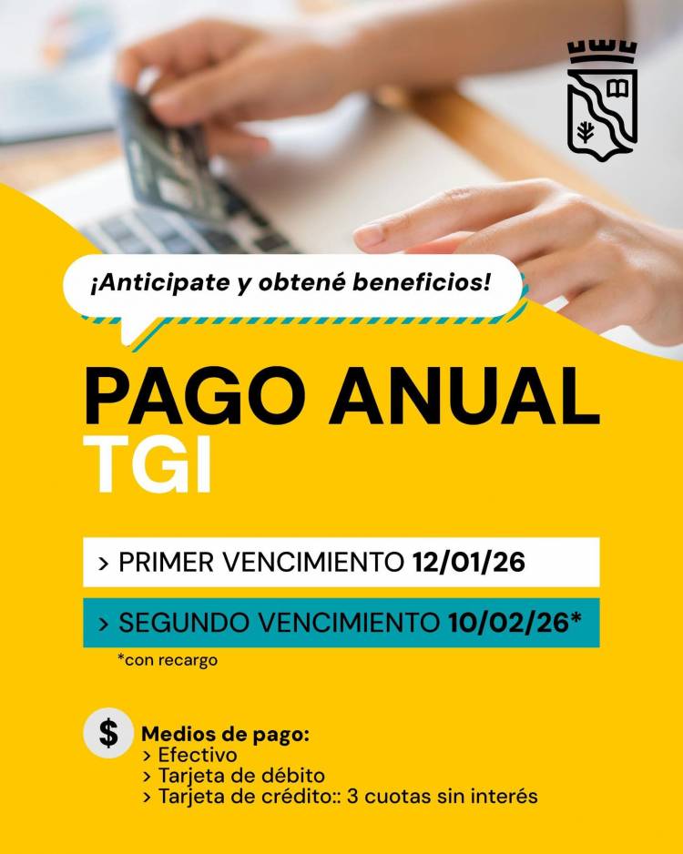 La Municipalidad recuerda la posibilidad de optar por el pago anual de la Tasa General de Inmuebles