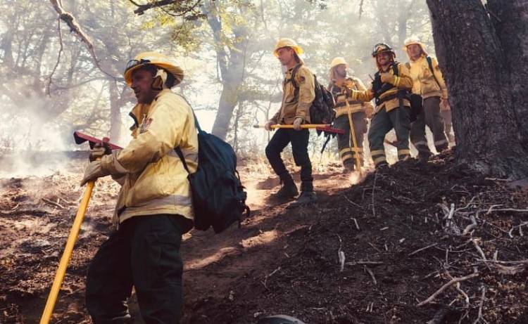 Brigadistas de Santa Fe en Chubut realizan ataque directo al fuego, cortafuegos y contención de focos