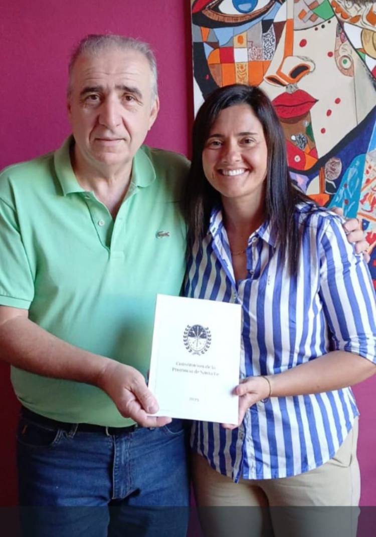 Ariel Sclafani y Soledad López la descendiente del Brigadier