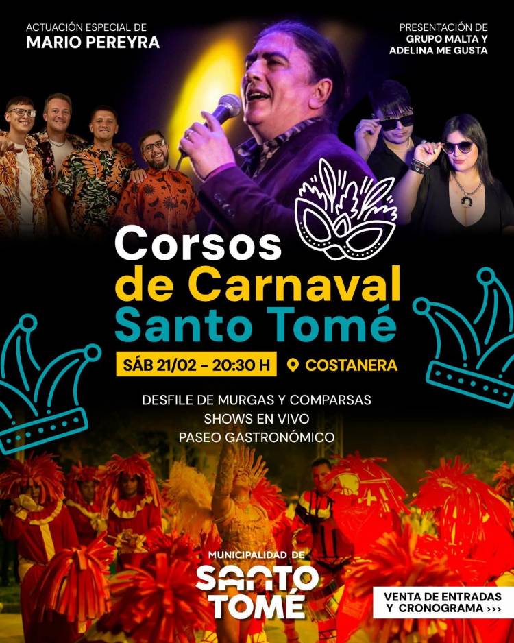 Corsos de Carnaval en Santo Tomé: música, comparsas y propuestas para toda la familia en la Costanera