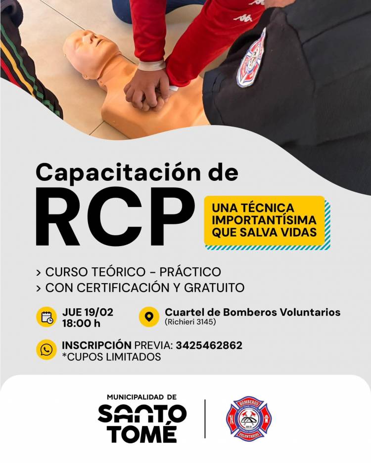 La Municipalidad invita a una capacitación gratuita en Reanimación Cardiopulmonar (RCP)