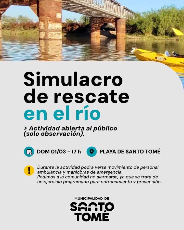 La Municipalidad realizará un simulacro de rescate en el río como parte de acciones de entrenamiento y prevención