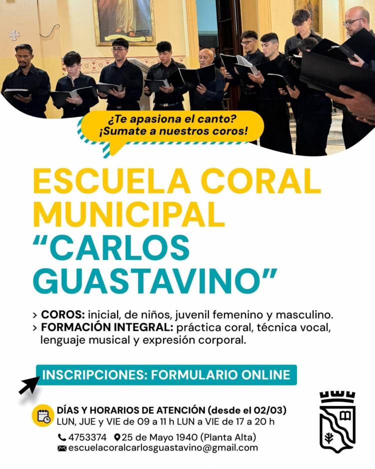 La Municipalidad invita a sumarse a la Escuela Coral Municipal “Carlos Guastavino”