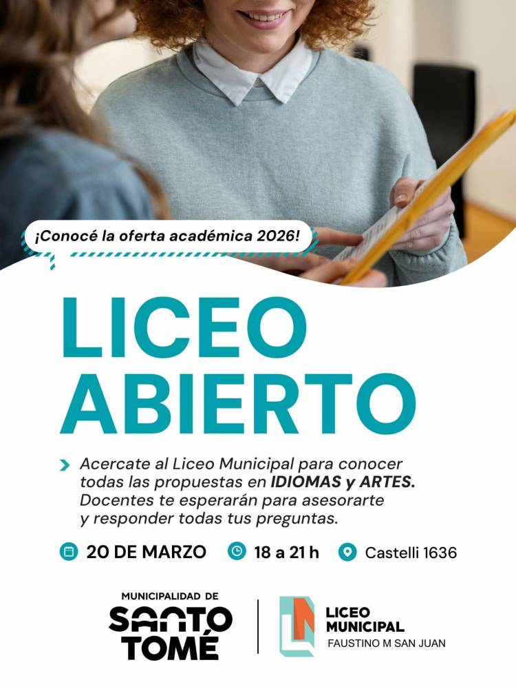 La Municipalidad invita a una nueva edición de “Liceo Abierto” para conocer la oferta académica 2026