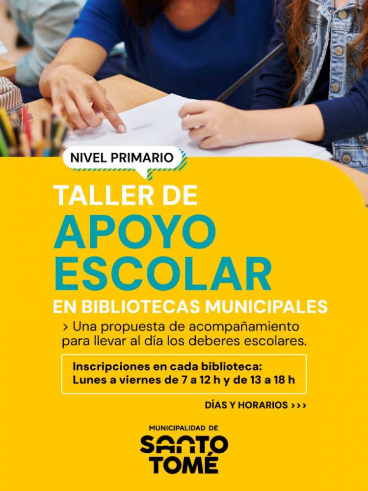 Comienzan los Talleres de Apoyo Escolar 2026 en Bibliotecas Municipales