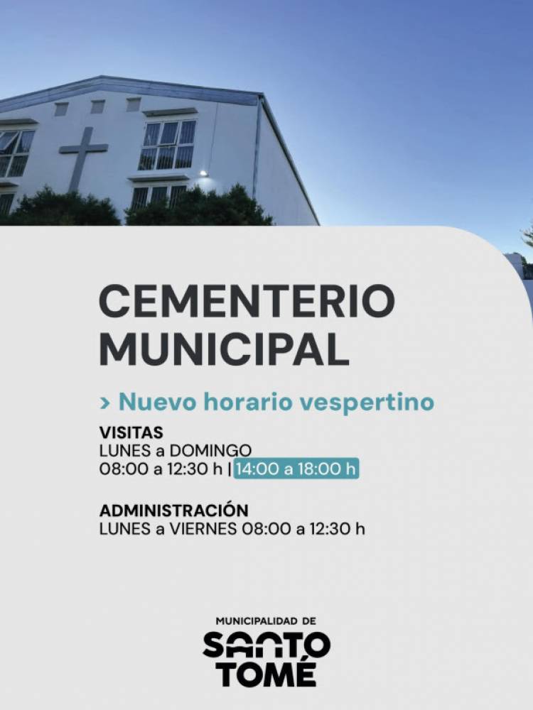 El Cementerio Municipal modifica su horario vespertino de visitas a partir de abril