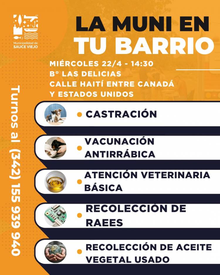 "La Muni en tu barrio" llega a Las Delicias en Sauce Viejo