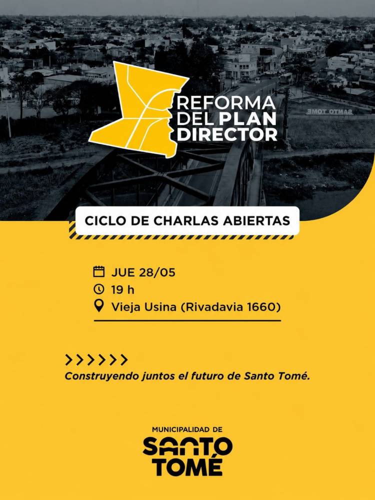 La Municipalidad invita a participar de la quinta jornada del Ciclo de Charlas Abiertas por la Reforma del Plan Director